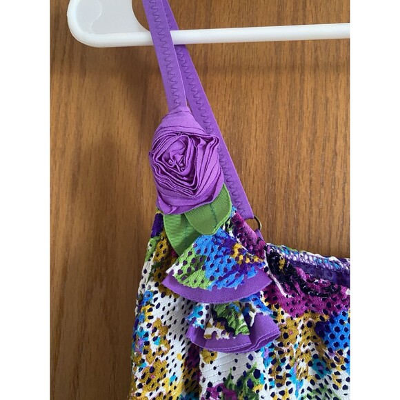 Betsey Johnson Purple Floral Coverup Dress Vintage Pinup Coquette Size XS/S - Picture 4 of 8